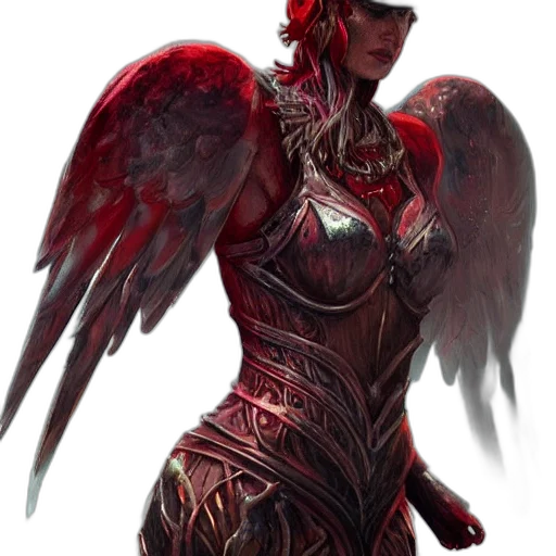 concept art, fantasy art, comic book art, pixel art, red, dark, woman, unicorn transparent PNG cut-out