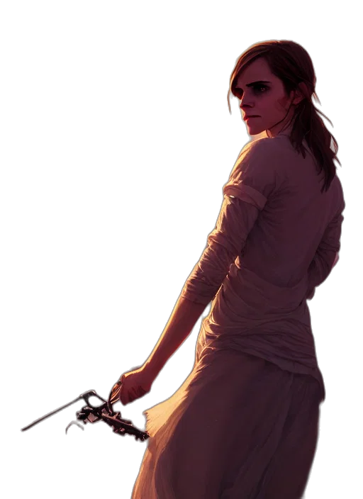 staff, dress, weapon, sword, concept art, photorealistic, fantasy art, comic book art transparent PNG cut-out