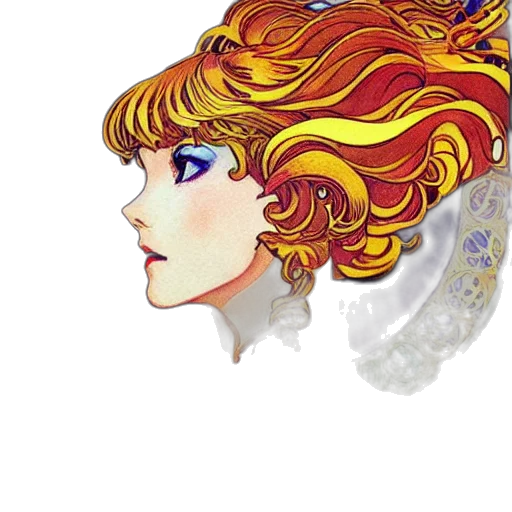 crown, face, hair, fantasy art, anime, watercolor, concept art, golden transparent PNG cut-out
