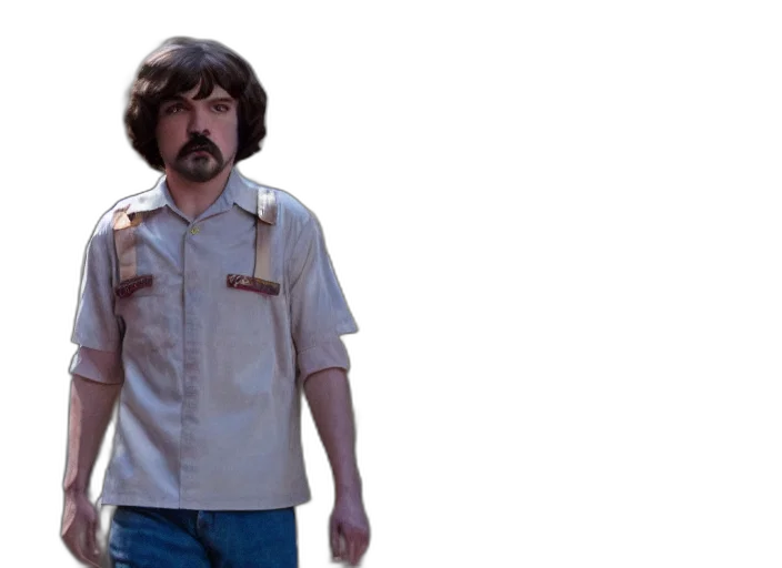 jacket, hair, staff, concept art, 3d render, film, still, jim transparent PNG cut-out