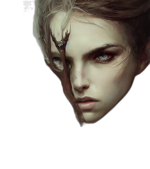 face, mask, crown, creature, fantasy art, photorealistic, concept art, oil painting transparent PNG cut-out