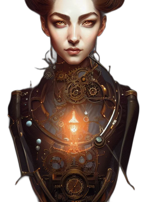 robot, face, jewelry, crown, fantasy art, concept art, photorealistic, cyberpunk transparent PNG cut-out