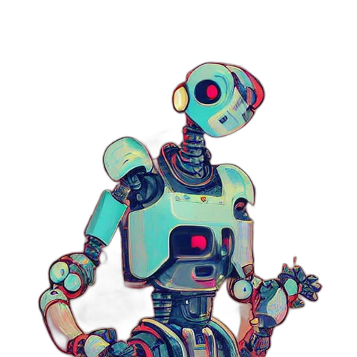 robot, creature, staff, pixel art, concept art, cyberpunk, 3d render, outer space transparent PNG cut-out