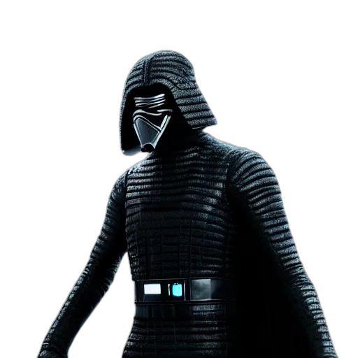 mask, staff, robot, 3d render, concept art, comic book art, dark, full transparent PNG cut-out