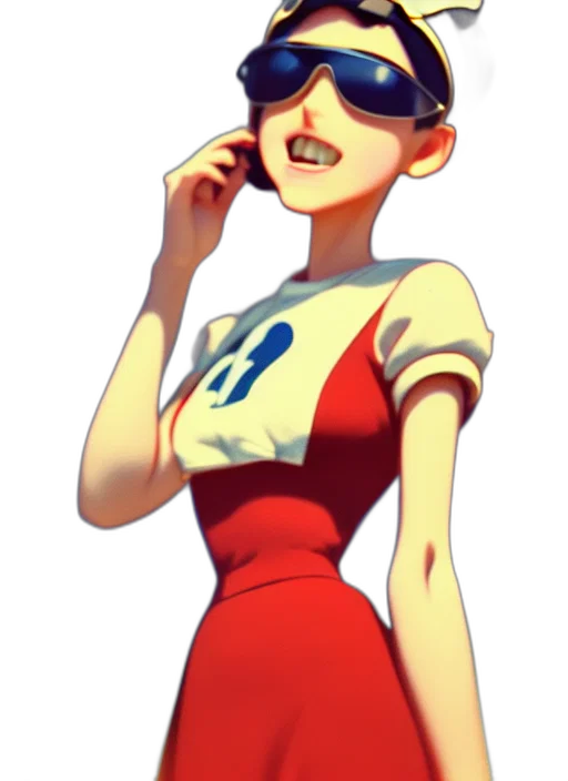 dress, staff, robot, face, cartoon, concept art, anime, comic book art transparent PNG cut-out