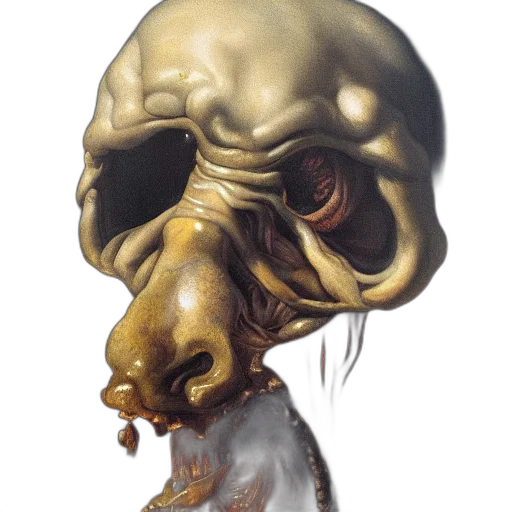 face, mask, creature, hair, concept art, photorealistic, fantasy art, oil painting transparent PNG cut-out