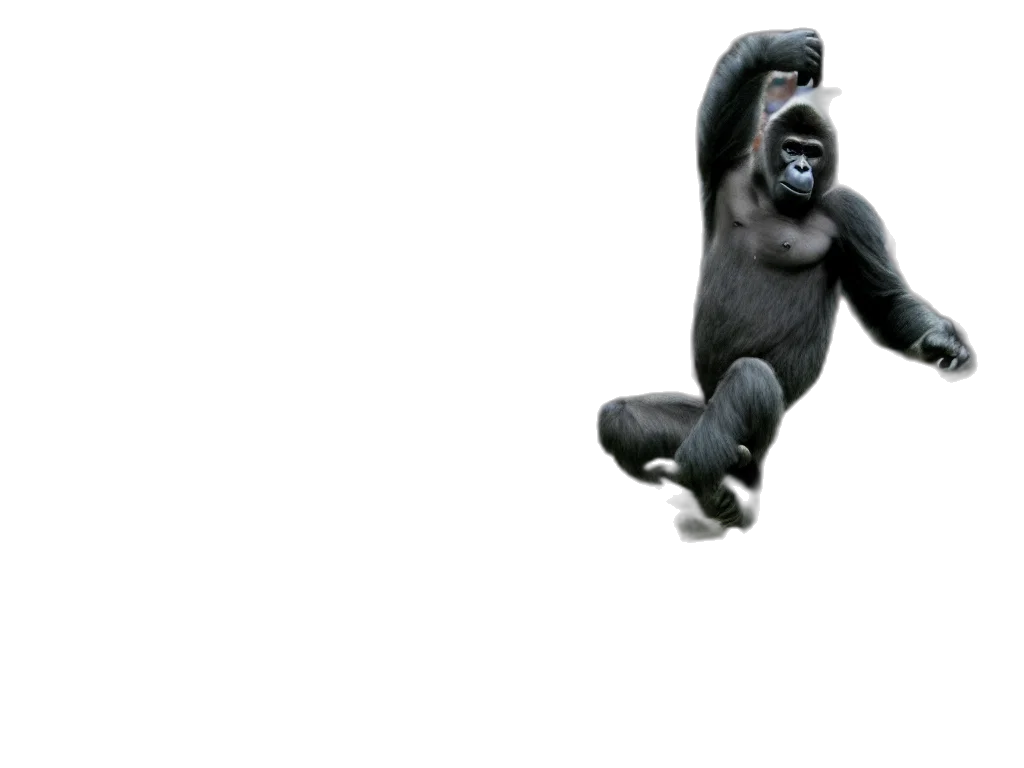 animal, creature, mask, staff, 3d render, concept art, photorealistic, gorilla transparent PNG cut-out
