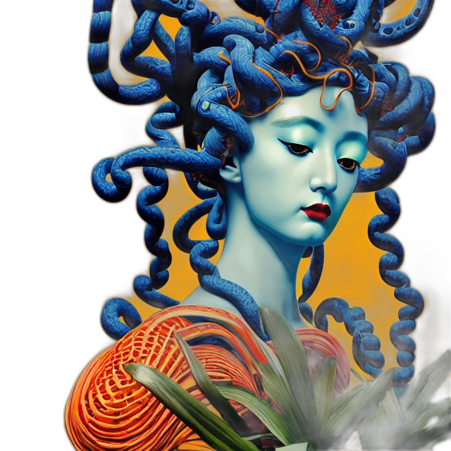 crown, hair, jewelry, mask, fantasy art, concept art, photorealistic, vaporwave transparent PNG cut-out