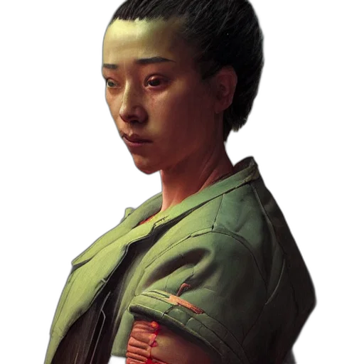 jacket, staff, face, weapon transparent PNG cut-out