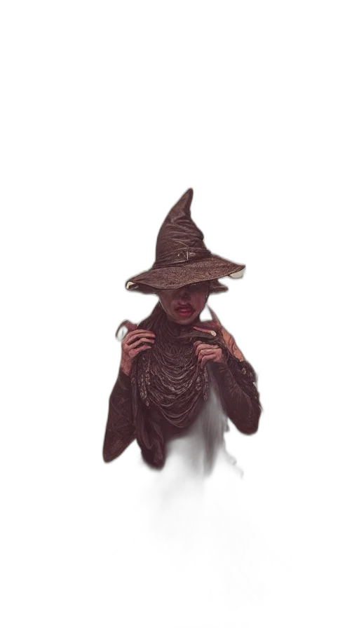 hat, staff, mask, creature transparent PNG cut-out