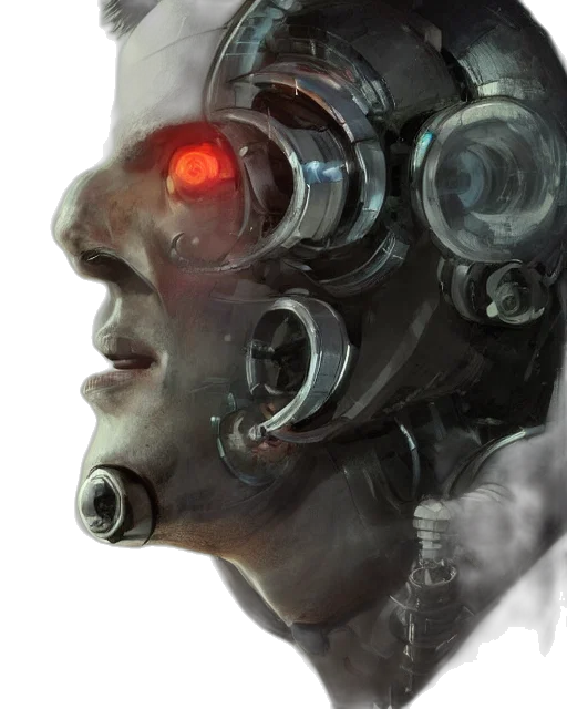 robot, face, mask, cyberpunk transparent PNG cut-out
