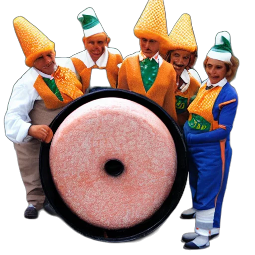 hat, food, staff, umbrella, oompa, loompas, eating, large transparent PNG cut-out