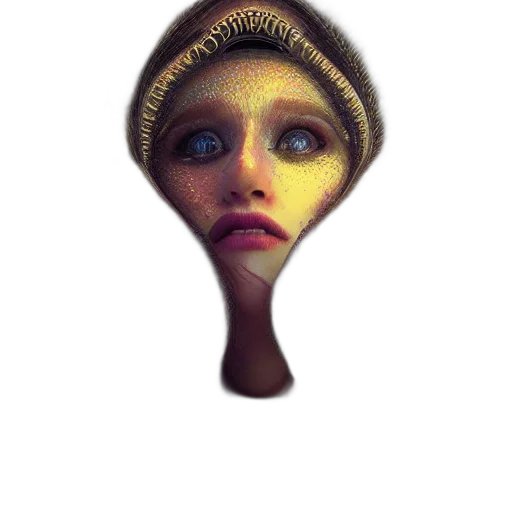 hat, face, mask, creature, photorealistic, fantasy art, concept art, 3d render transparent PNG cut-out