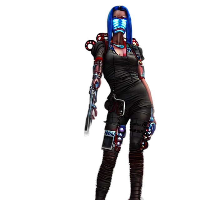 robot, staff, cyberpunk, concept art, 3d render, pixel art, outer space, blue transparent PNG cut-out