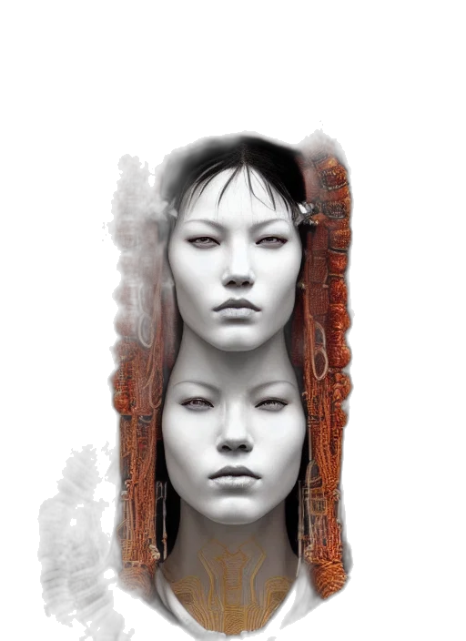 face, mask, robot, photorealistic, concept art, fantasy art, 3d render, red transparent PNG cut-out
