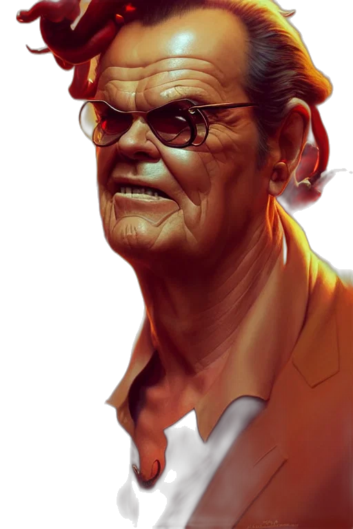 face, concept art, comic book art, photorealistic, cyberpunk, red, neon, jack transparent PNG cut-out