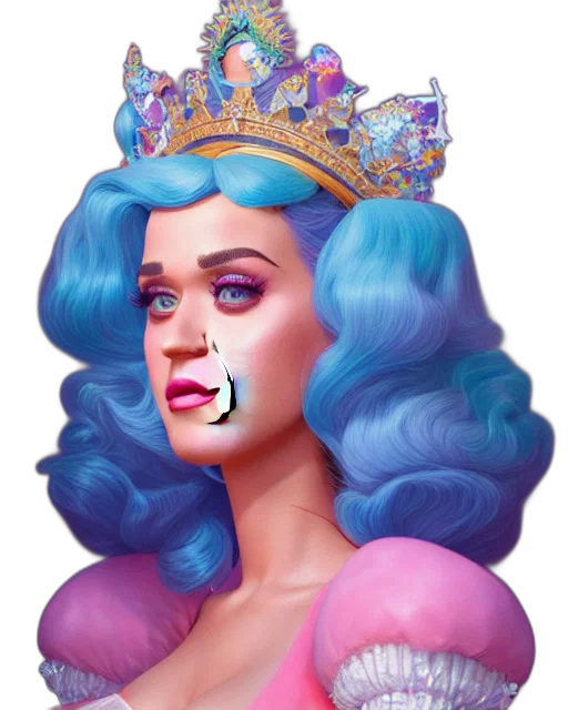 crown, face, concept art, vaporwave, photorealistic, fantasy art, pastel, blue transparent PNG cut-out
