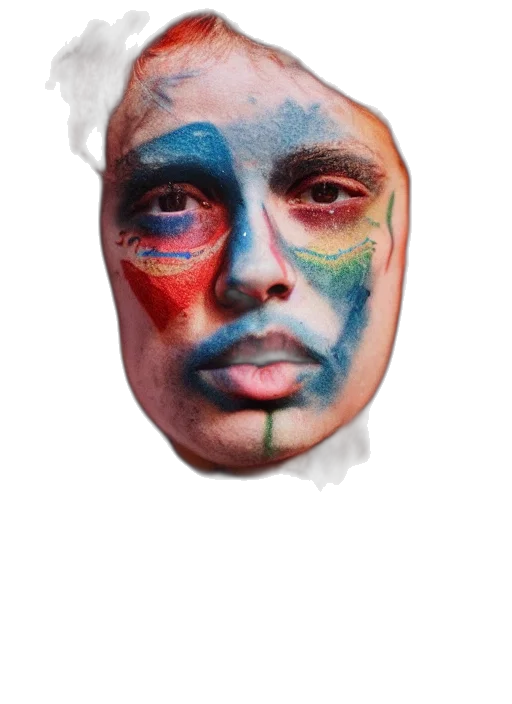 mask, face, creature, hat, watercolor, photorealistic, oil painting, concept art transparent PNG cut-out