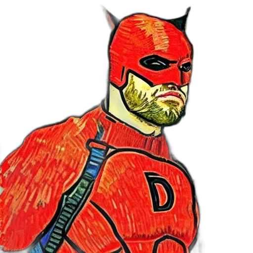 mask, comic book art, concept art, cartoon, watercolor, red, daredevil, painted transparent PNG cut-out