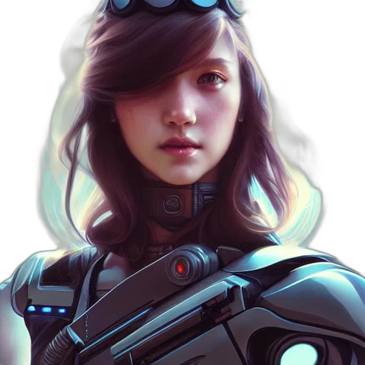 robot, face, weapon, cyberpunk transparent PNG cut-out