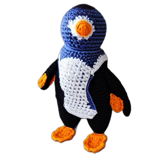 crocheted, penguin, doll transparent PNG cut-out