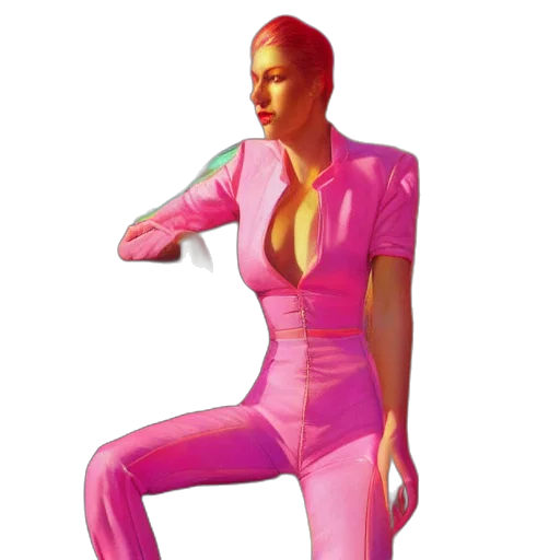 dress, robot, jacket, concept art, vaporwave, 3d render, cyberpunk, neon transparent PNG cut-out
