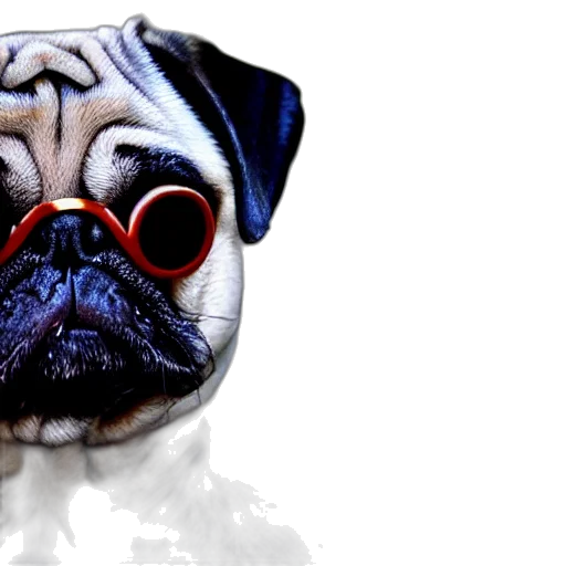 animal, mask, face, creature, photorealistic, 3d render, portrait, pug transparent PNG cut-out