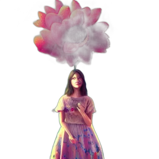 umbrella, dress, flower, vaporwave transparent PNG cut-out