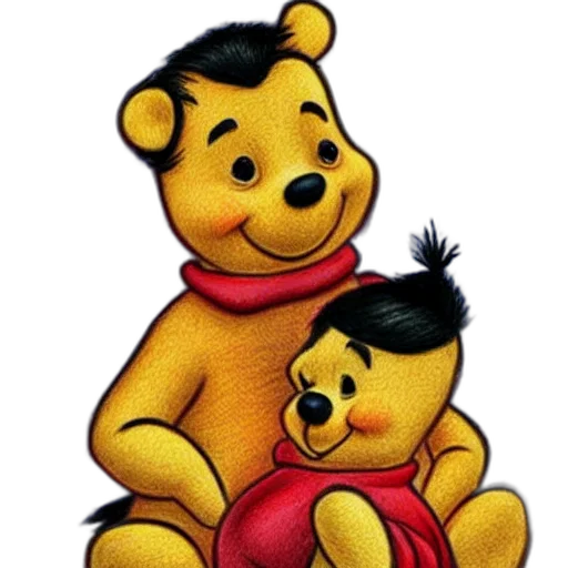 photorealistic, realistic, funny, drawing, jinping, dressed, winnie, pooh transparent PNG cut-out