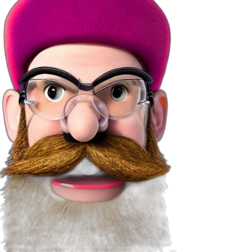 face, hat, mask, staff, 3d render, cartoon, concept art, photorealistic transparent PNG cut-out