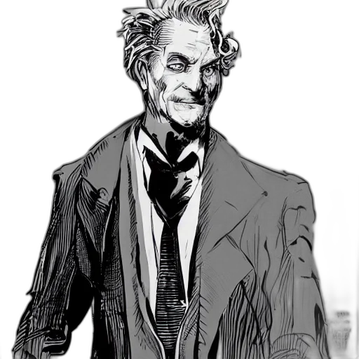 mask, face, jacket, comic book art, concept art, pencil sketch, cartoon, smug transparent PNG cut-out