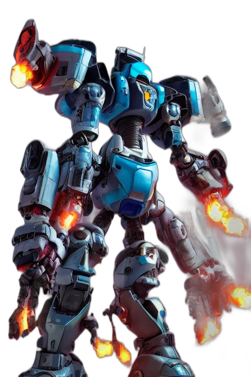 robot, weapon, concept art, 3d render, comic book art, pixel art, blue, mechwarrior transparent PNG cut-out