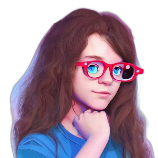 face, hair, staff, cartoon, anime, photorealistic, pixel art, neon transparent PNG cut-out