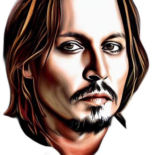 face, photorealistic, cartoon, fantasy art, oil painting, portrait, jonny, depp transparent PNG cut-out