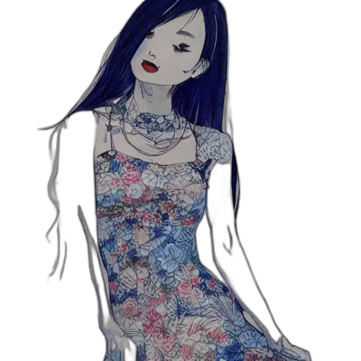dress, jewelry, cartoon, fantasy art, anime, concept art, blue, dark transparent PNG cut-out