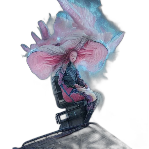 hat, crown, flower, hair, concept art, 3d render, vaporwave, photorealistic transparent PNG cut-out