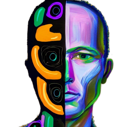 robot, face, mask, jacket, cyberpunk, concept art, cartoon, pixel art transparent PNG cut-out