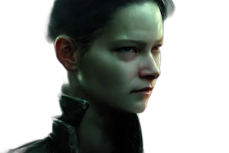 face, robot, mask, creature, photorealistic, concept art, cyberpunk, 3d render transparent PNG cut-out