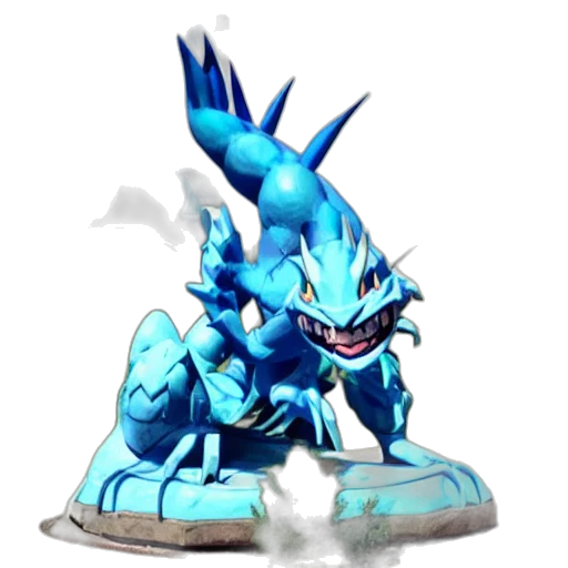 dragon, creature, animal, concept art, 3d render, fantasy art, blue, statue transparent PNG cut-out