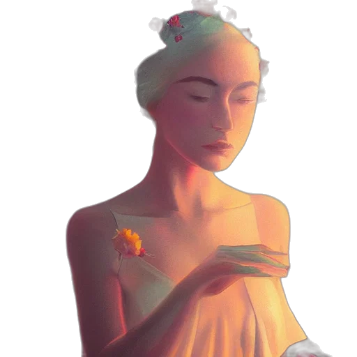 dress, crown, flower, jewelry, concept art, fantasy art, oil painting, pixel art transparent PNG cut-out