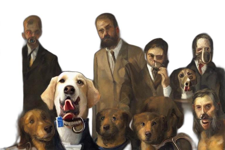 oil painting, photorealistic, concept art, dog transparent PNG cut-out