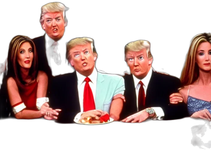 food, cartoon, concept art, vaporwave, film, still, donald, trump transparent PNG cut-out