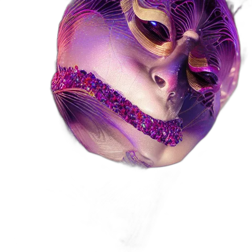 mask, jewelry, crown, hair, 3d render, photorealistic, vaporwave, concept art transparent PNG cut-out