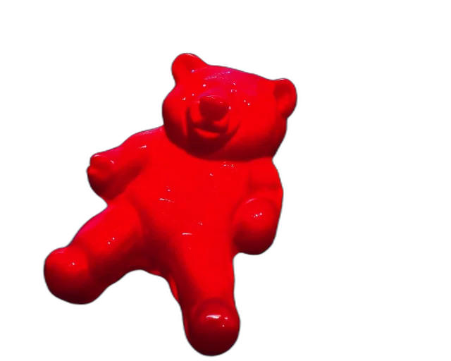 animal, 3d render, photorealistic, red, giant, sculpture, gummy, bear transparent PNG cut-out