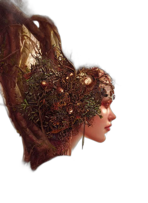 crown, mask, face, hair, concept art, fantasy art, photorealistic, comic book art transparent PNG cut-out