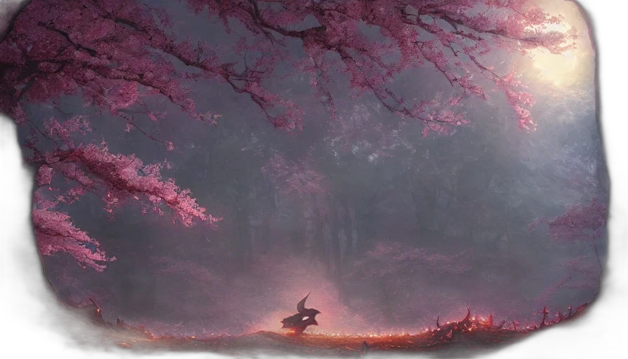 dragon, sword, tree, fantasy art transparent PNG cut-out
