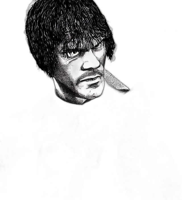 face, hair, sword, staff transparent PNG cut-out