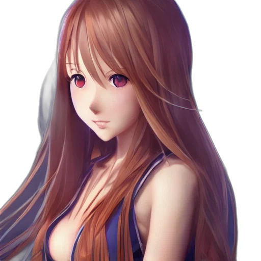 dress, face, hair, anime, fantasy art, photorealistic, concept art, blue transparent PNG cut-out