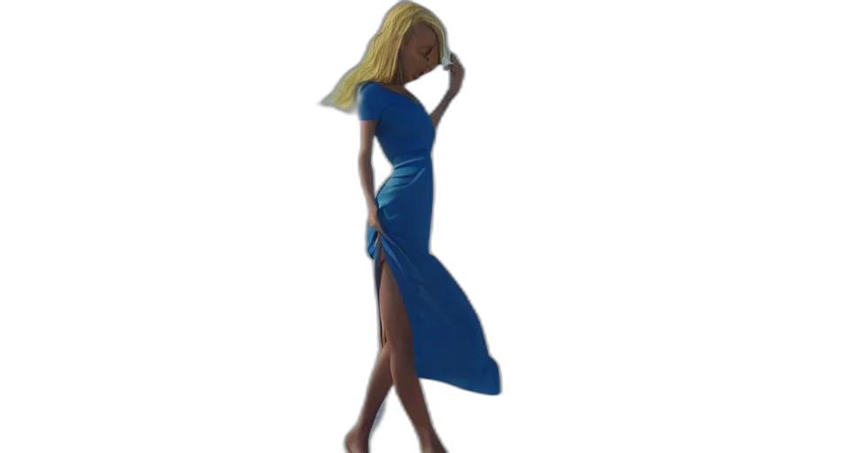 dress, jewelry, concept art, 3d render, fantasy art, photorealistic, blue, blonde transparent PNG cut-out