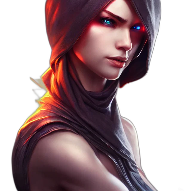 face, staff, mask, fantasy art, cyberpunk, concept art, comic book art, neon lights transparent PNG cut-out
